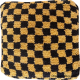 Orange and black checkered pouf