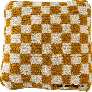 Orange checkered pouf