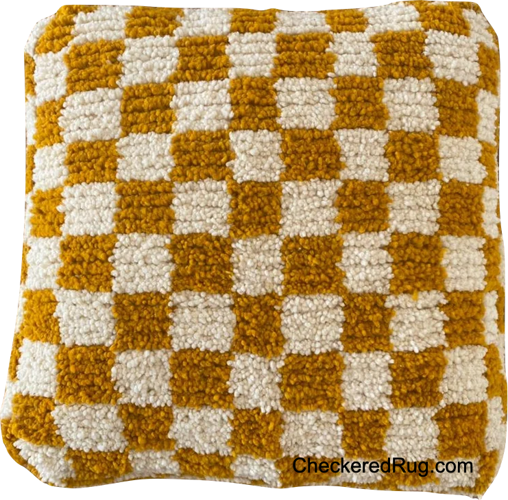 Orange checkered pouf