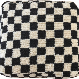 poof checkered moroccan wool