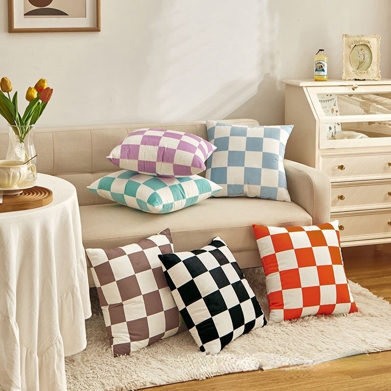 colourful checkered pillow